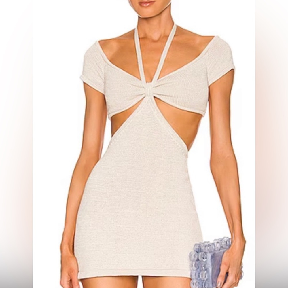 CULT GAIA ANNABEL  KNIT DRESS OFF WHITE